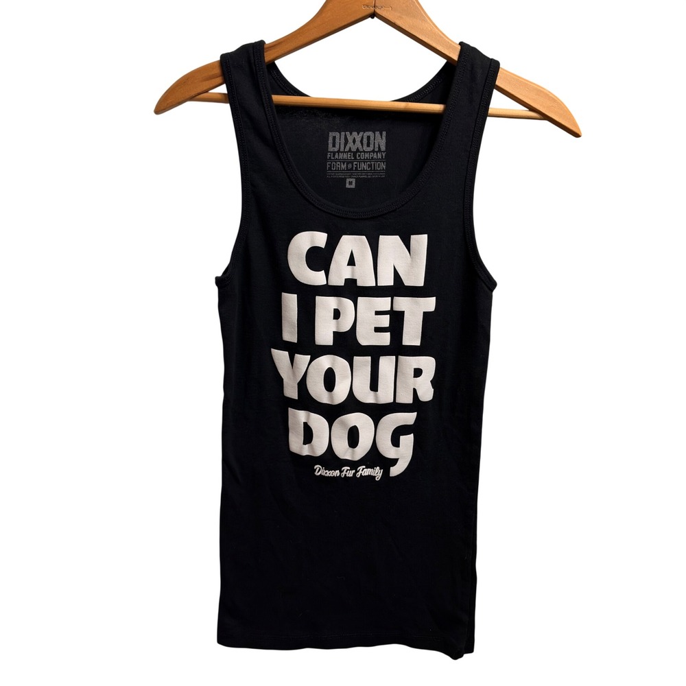 Dixxon‎ Tank Top Women's M Black Graphic Dog Lover Ribbed Sleeveless Scoop Neck